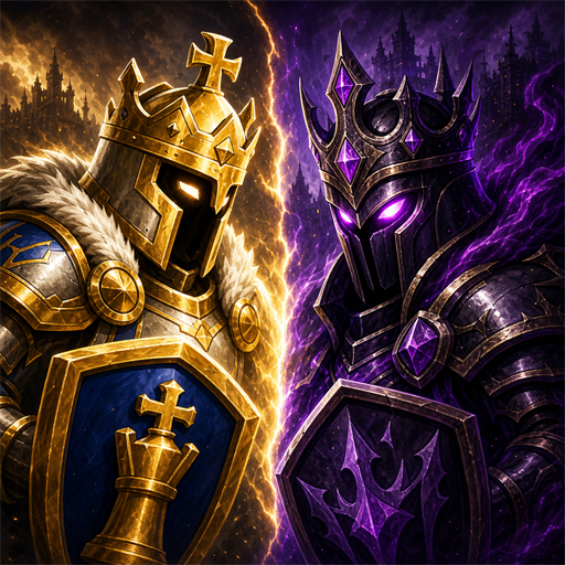 Golden king facing shadow king in Chess Siege