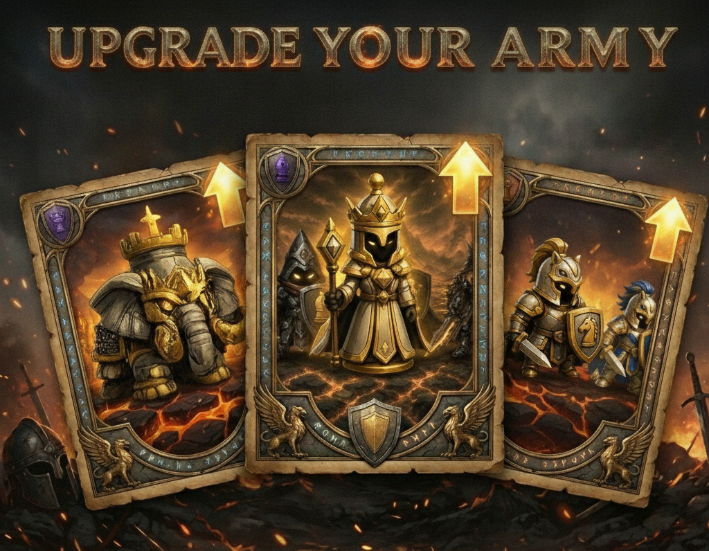 Chess Siege upgrade cards for army units